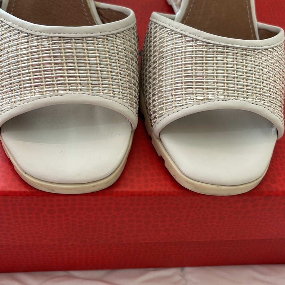 Donald J. Pliner White Metallic Wedge Sandals - Picture 2 of 16